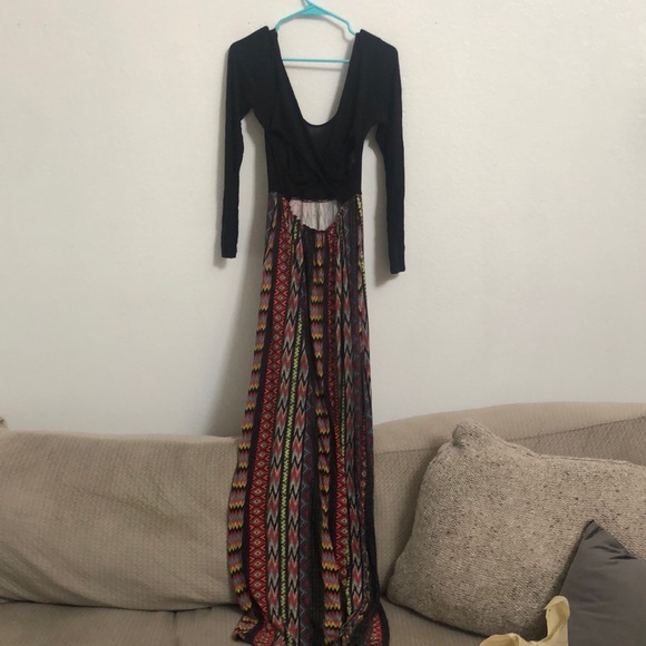 Black Patterned Maxi Dress - Picture 2 of 2